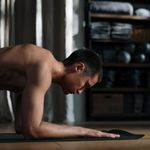 Balanced posture of a man exercising