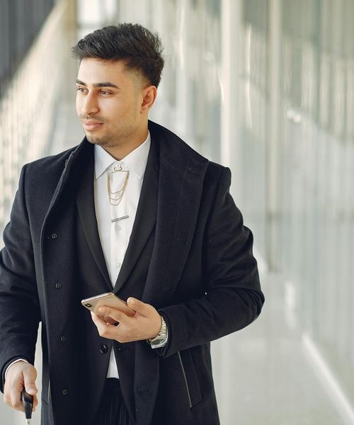 Man looking forward with confidence